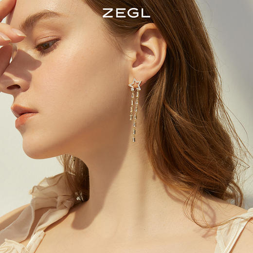 ZEGL星星流苏耳环女2022年新款潮气质耳钉高级感925银针复古耳饰 商品图3