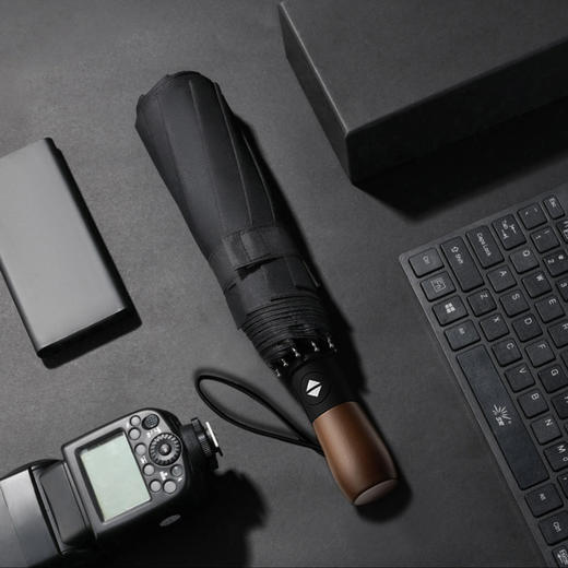 十骨原木柄自动伞防风高端商务折叠雨伞210T刻字双人全自动雨伞 商品图5