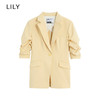 LILY2022夏新款女装气质款纯色别致褶皱修身西装外套122220C2163 商品缩略图0