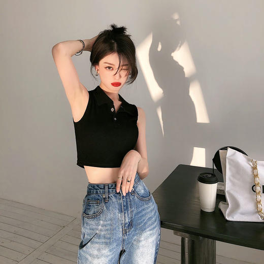 黛唯梵短款修身挂脖小吊带背心女夏季新款外穿辣妹潮ins网红打底衫上衣 商品图6