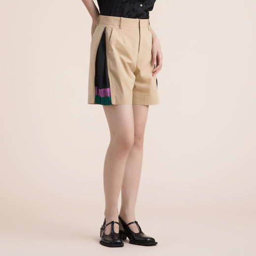 谜底复古简约西装短裤女2022夏季新款侧缝拼接小A型短裤222MK0632 商品图1