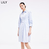 LILY2022夏新款女装复古气质纯色显瘦腰封衬衫连衣裙122240C7161 商品缩略图0
