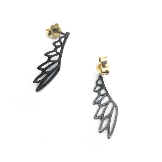 北京仓｜Kiss the Frog-Wing-翅膀 耳环（黑色）［希腊设计师］ 商品图1