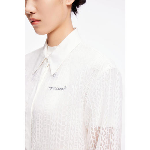 LILY2022夏新款女装小众时尚镂空宽松长袖白衬衫122230C4114 商品图3