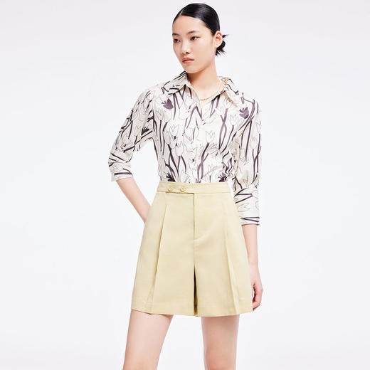 LILY2022夏新款女装浪漫印花气质温柔显瘦修身衬衫122220C4181 商品图1