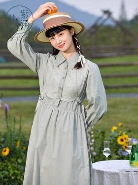 紫涵假两件连衣裙2022年春新款收腰中长裙04ZS534