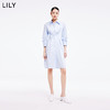 LILY2022夏新款女装复古气质纯色显瘦腰封衬衫连衣裙122240C7161 商品缩略图1