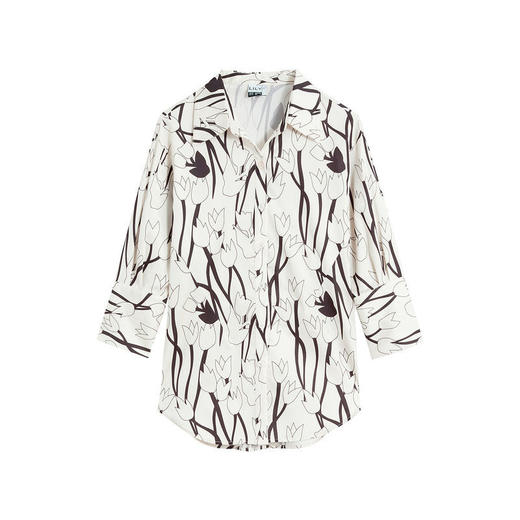 LILY2022夏新款女装浪漫印花气质温柔显瘦修身衬衫122220C4181 商品图4