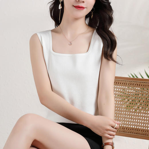 冰丝方领小背心，西装内搭上衣无袖吊带打底衫CC-32-2005 商品图2