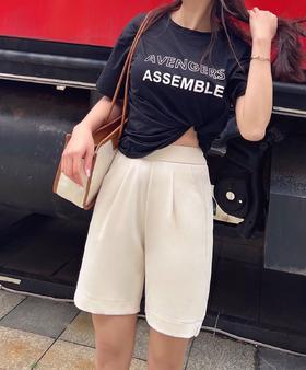 时尚高端西装短裤女春夏高腰显瘦直筒性感辣妹高腰韩版休闲运动裤女