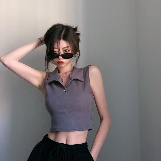 黛唯梵短款修身挂脖小吊带背心女夏季新款外穿辣妹潮ins网红打底衫上衣 商品图3
