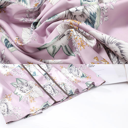 安莉芳新品薄款冰丝印花睡袍女可外穿和服式系带家居睡衣EL00361 商品图4