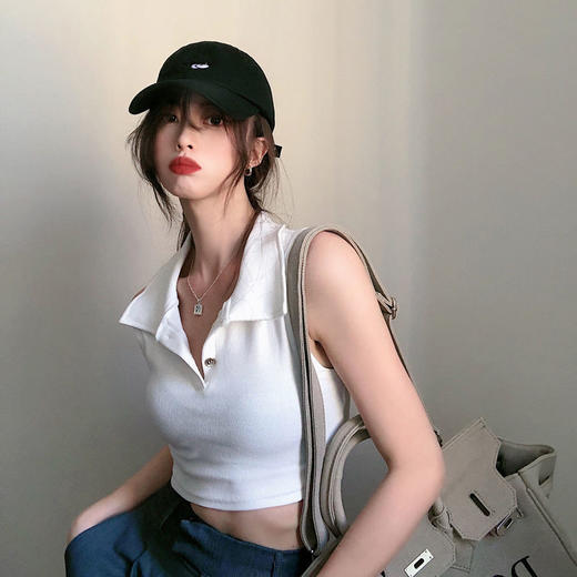 黛唯梵短款修身挂脖小吊带背心女夏季新款外穿辣妹潮ins网红打底衫上衣 商品图0