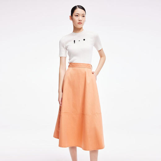 LILY2022夏新款女装气质纯色优雅显瘦高腰半身裙伞裙122230C6502 商品图2