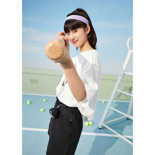 紫涵冰氧吧短袖T恤夏新款2022宽松休闲运动 05HS662 商品图4