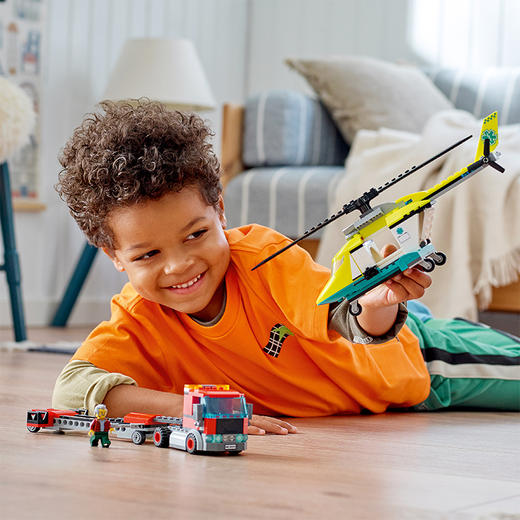 乐高城市系列60343救援直升机运输车重型大卡车拖车 商品图3