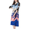2022印花真丝连衣裙中年妈妈女装收腰显瘦桑蚕丝裙HR-WA22109 商品缩略图4