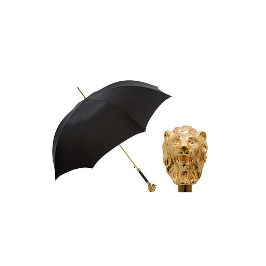 PASOTTI 意大利手工定制黑色伞面金色狮子头手柄直柄晴雨伞礼盒装 直柄晴雨伞 MLX41 商品图0