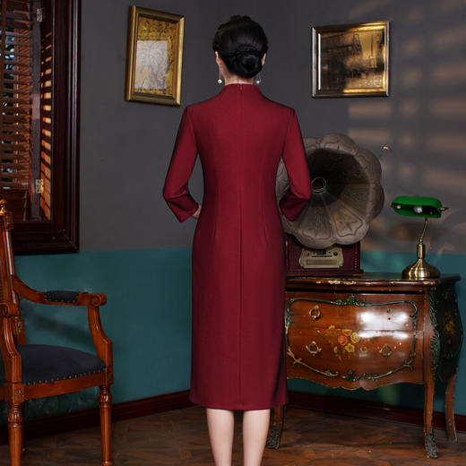 CZD-CGJS-80828春款旗袍连衣裙气质婚礼礼服钉珠喜婆婆婚宴装低开衩 商品图2