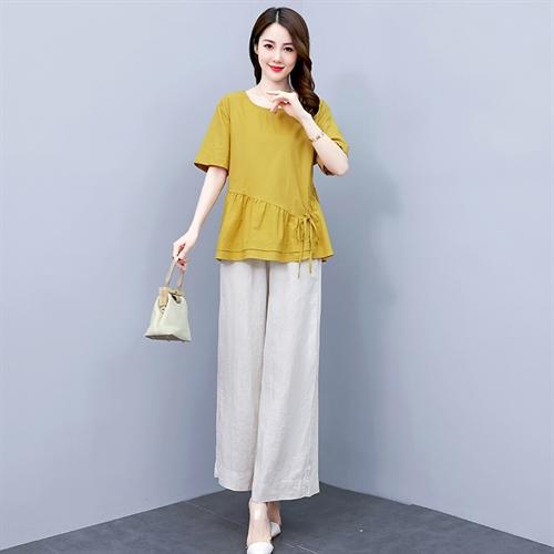 夏季新款，简约大方舒适棉麻两件套HR-LNS9572 商品图3