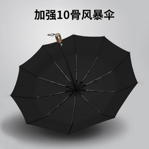 十骨原木柄自动伞防风高端商务折叠雨伞210T刻字双人全自动雨伞 商品图2