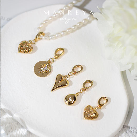 Manreya玛芮雅「爱乐之城」淡水珍珠法式复古吊坠套装项链可替换女锁骨链 商品图7