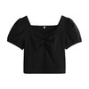 黛唯梵真维斯方领黑色T恤女别致小上衣ins早春2022年流行小衫短款上衣女 商品缩略图1