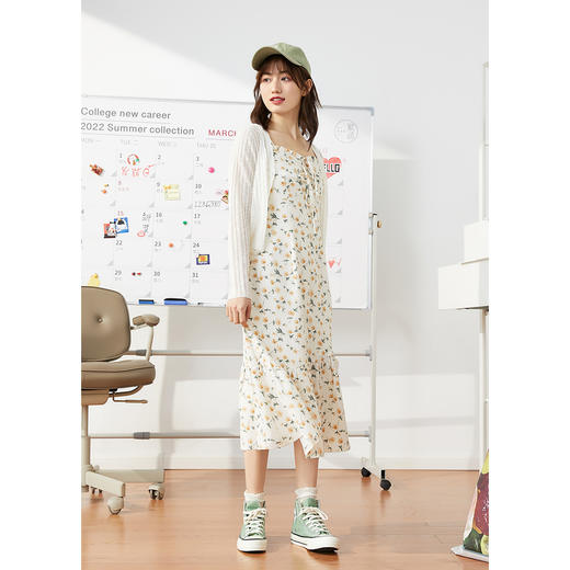 紫涵雪纺碎花吊带裙套装2022夏新款连衣裙两件套04AS704 商品图2