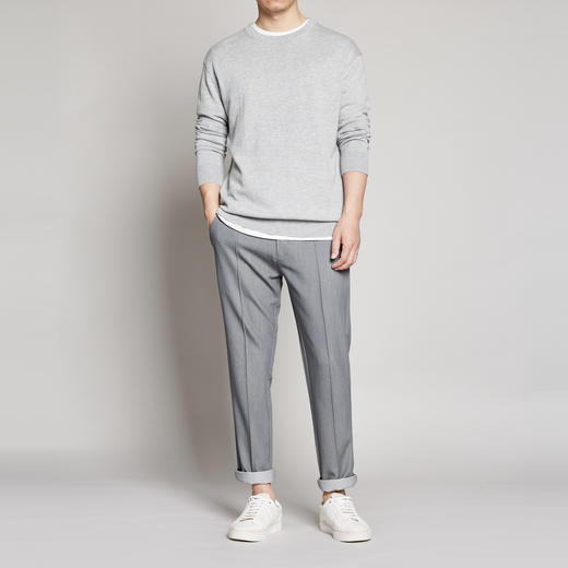 墨麦客男装2020秋季新款圆领纯色套头毛衣男士宽松针织衫外套2338 商品图3