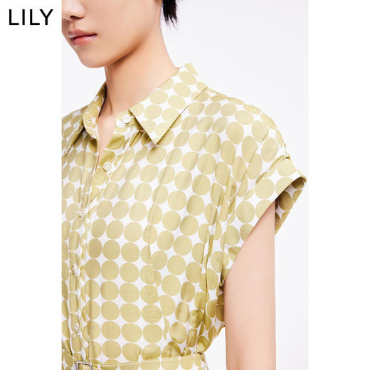 LILY2022夏新款女装复古小众波点高腰款衬衫式连衣裙122230C7515 商品图1