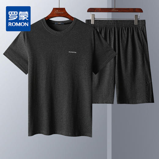 【上衣+裤子】罗蒙夏季新款男士套装亲肤透气运动休闲短袖短裤两件套 商品图3