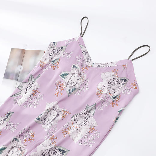 安莉芳新品性感薄款印花吊带睡裙女士可拆卸带罩杯家居裙EL00365 商品图2