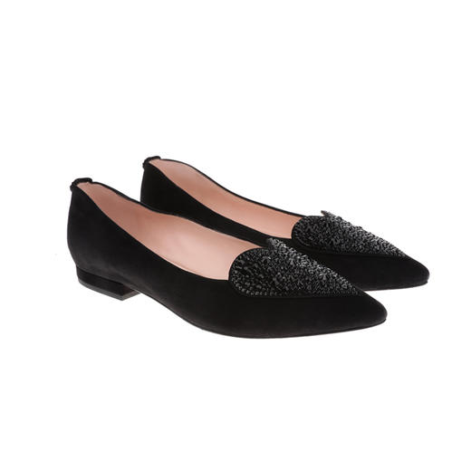 sheme真皮女鞋尖头平底水晶烫钻时尚优雅女士单鞋可定制 商品图11