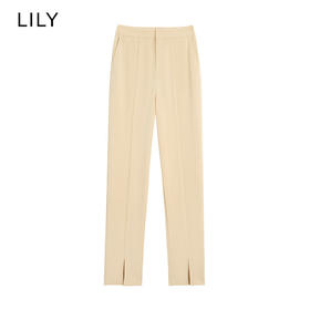 LILY2022夏新款女装洋气别致开叉干练显瘦高腰西装裤122220C5162
