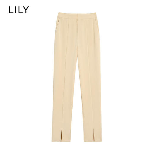 LILY2022夏新款女装洋气别致开叉干练显瘦高腰西装裤122220C5162 商品图0
