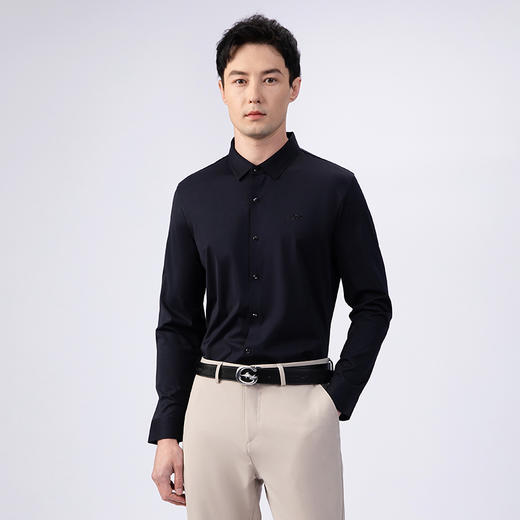 GOOD LUCK/德鲨超弹凉感丝滑舒适质感长袖针织衬衫BY22106 商品图1