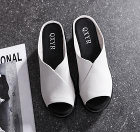 QXXY19328新款时尚气质厚底坡跟凉拖鞋