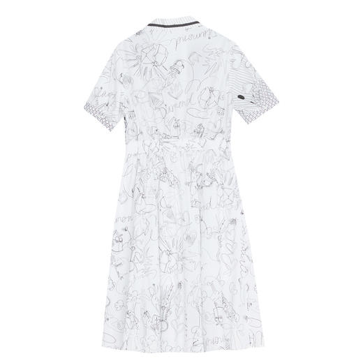 谜底2022夏季新款复古文艺矿石印花纯棉收腰短袖连衣裙222ML0676 商品图1