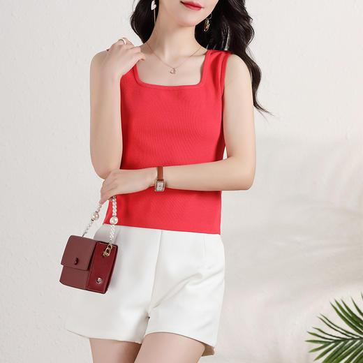 冰丝方领小背心，西装内搭上衣无袖吊带打底衫CC-32-2005 商品图7