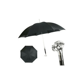 PASOTTI 雨伞手工意大利黑色暗纹狗头伞商务折叠伞二折太阳伞防晒