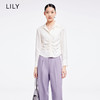 LILY2022夏新款女装小众设计感褶皱光泽气质长袖衬衫122220C4132 商品缩略图0