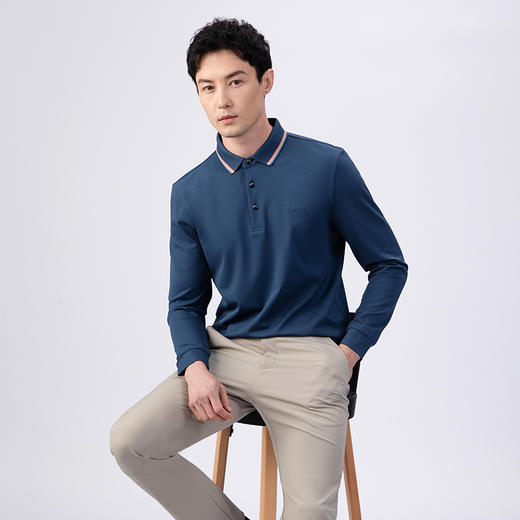 GOOD LUCK/德鲨棉桑蚕丝混纺舒适柔软两色可选长袖T恤BY22109 商品图1