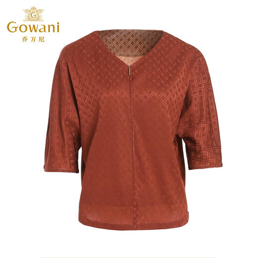 乔万尼真丝短袖女桑蚕丝V领t恤上衣小衫EF2C333 商品图4