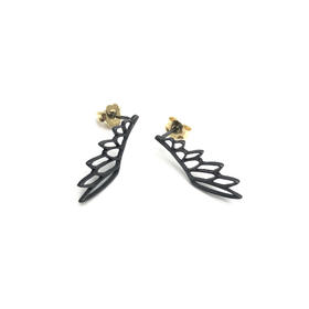 北京仓｜Kiss the Frog-Wing-翅膀 耳环（黑色）［希腊设计师］