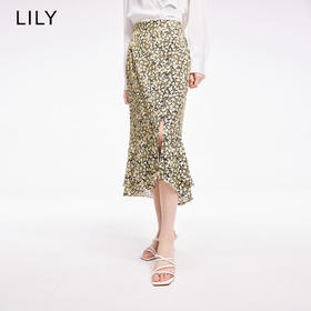 LILY2022夏新款女装气质款温柔复古高腰鱼尾裙半身裙122240C6131
