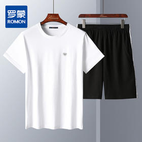 【上衣+裤子】罗蒙夏季新款男士套装绵柔透气运动休闲凉爽百搭两件套