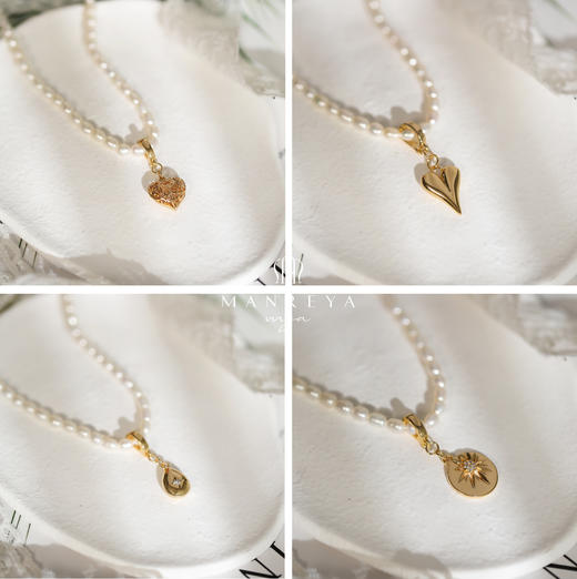Manreya玛芮雅「爱乐之城」淡水珍珠法式复古吊坠套装项链可替换女锁骨链 商品图8