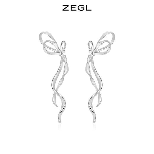 ZEGL蝴蝶结波浪长款耳环女轻奢小众设计感耳钉925银针夏季耳饰品 商品图1