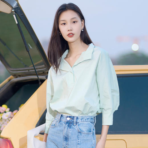 水云间22年夏商旅系列简约梭织上衣12220833 商品图3