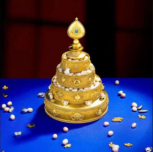 新款学院升级纯铜加厚八吉祥曼扎盘带托盘曼茶盘修盘10cm佛堂摆件 商品图0